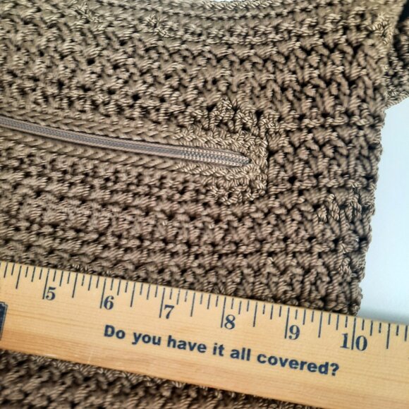 The Sak Crochet Shoulder Bag Brown Woven Purse Crossbody Tote Boho Style EUC 10" - Picture 6 of 7